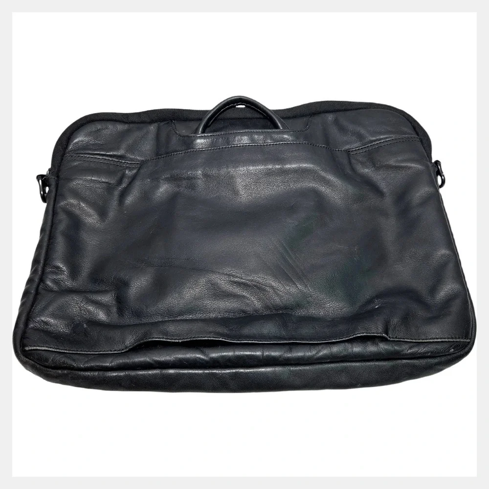 Tumi Slim Briefcase Black Leather‎ Business Padded Work Bag Portfolio Office GD